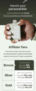 Divi affiliate tiers example for gamified experience 